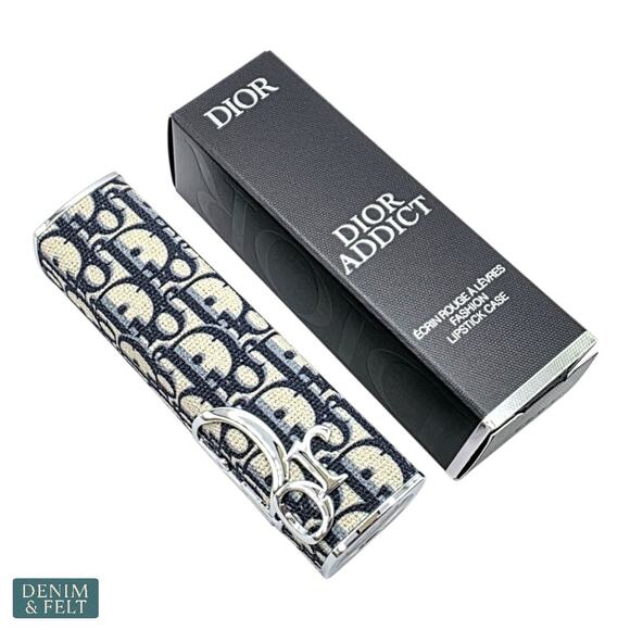 Dior Addict Limited Edition Lipstick Case Navy Oblique Canvas Refillable NEW - Picture 1 of 10